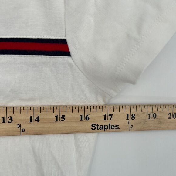 Tommy Hilfiger Fitted Baby Tee Sz S Y2K Inspired Stripe Logo Minimalist Preppy - Picture 6 of 8